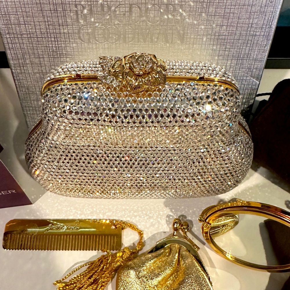 Stunning vintage Judith Leiber swarovski crystal clutch handbag flower f… - Picture 2 of 11